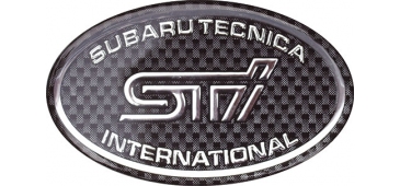 STi Style Oval Grille Badge/Wing Emblem - Carbon/Chrome - Impreza 92-00
